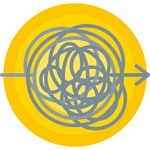 Mess unorganized process disorder icon