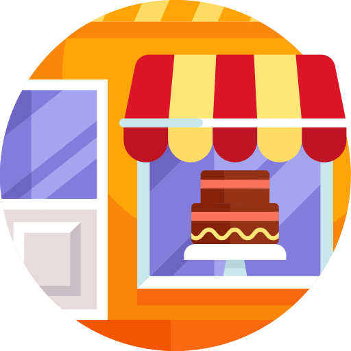 Cake shop architecture and city building confectioner icon
