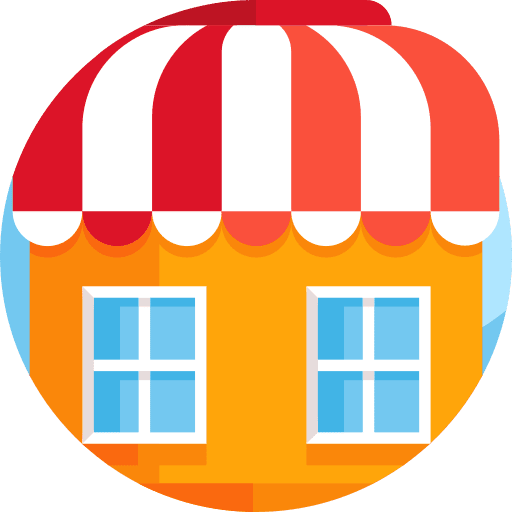 Shop building commerce and shopping architecture and city icon