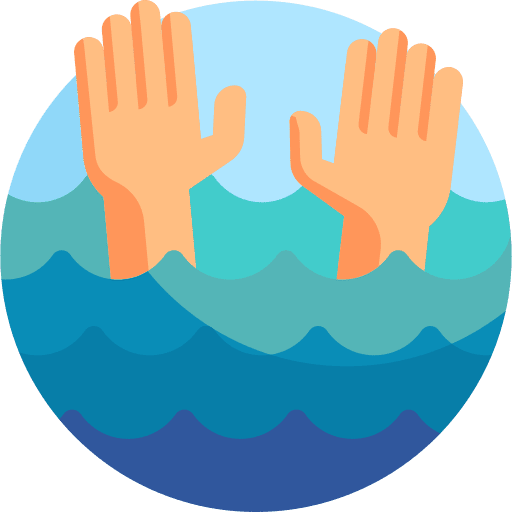 Help hand sea water icon