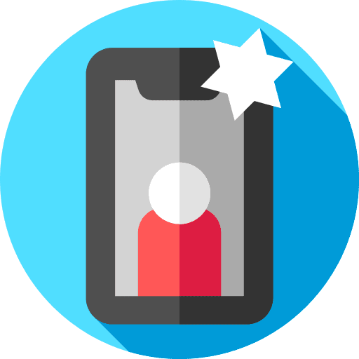 Selfie music and multimedia smartphone communications icon