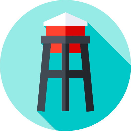Water deposit architecture and city watering tower icon
