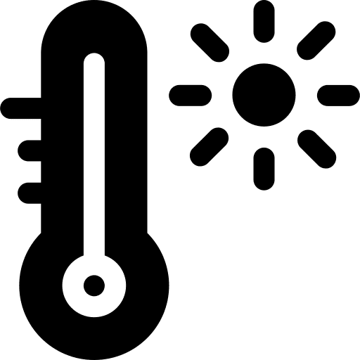 Hot temperature sun thermometer forecast icon
