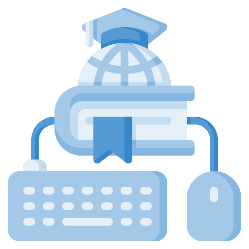 Online education keyboard computer mouse book icon Online education keyboard computer mouse book icon