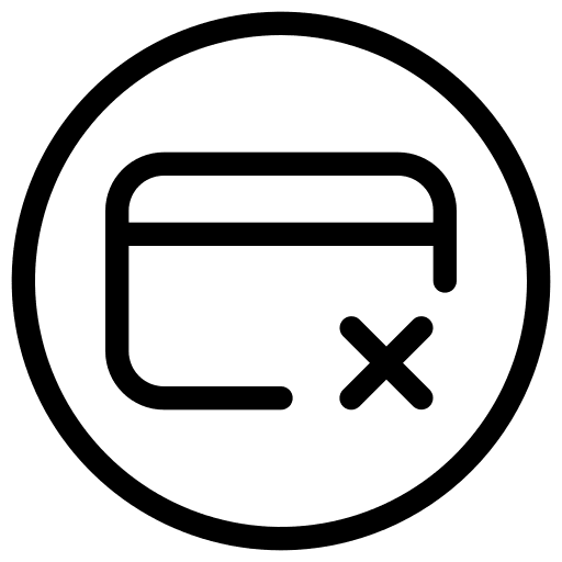 Credit card button failed debit card icon
