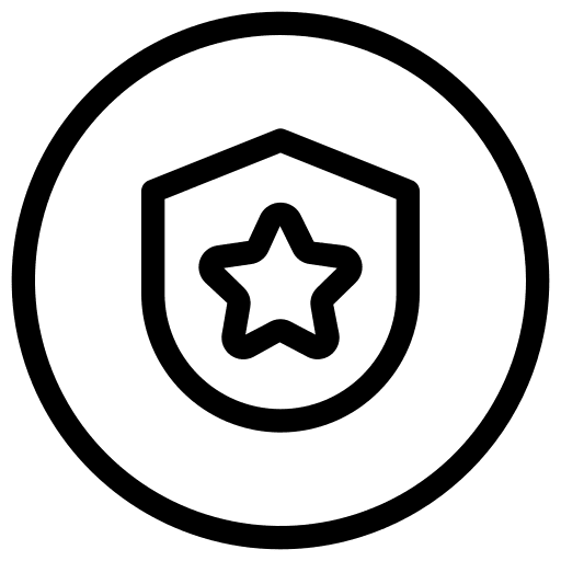 Shield button security star icon