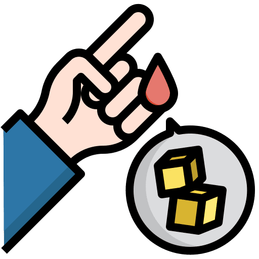 Diabetes patient blood test hand icon Diabetes patient blood test hand icon
