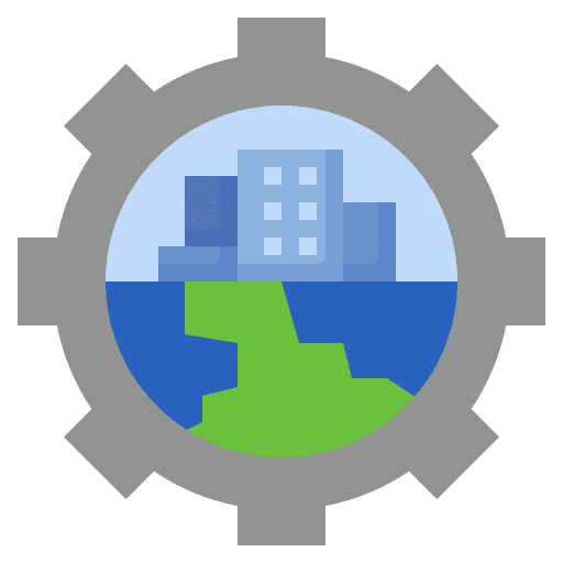 Building architecture and city manufacturer establishment icon