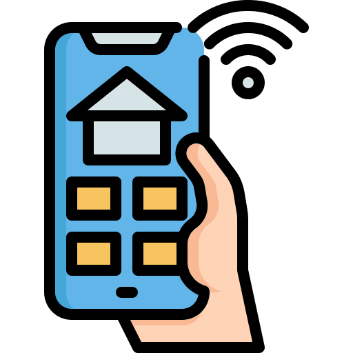 Mobile smart home hand wifi icon Mobile smart home hand wifi icon