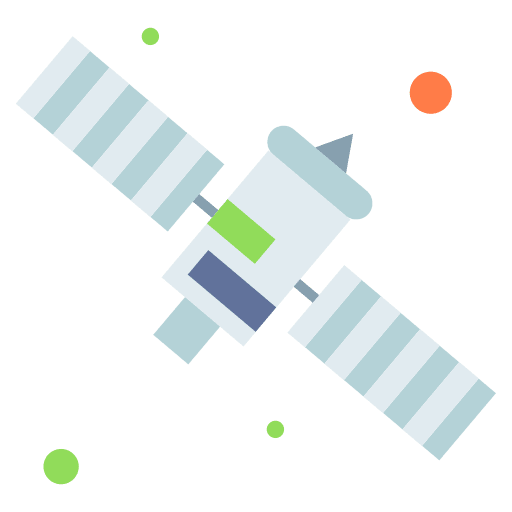Satellite communications connection satellite icon Satellite communications connection satellite icon