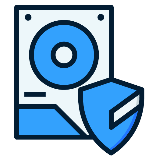 Hard drive shield security safety icon