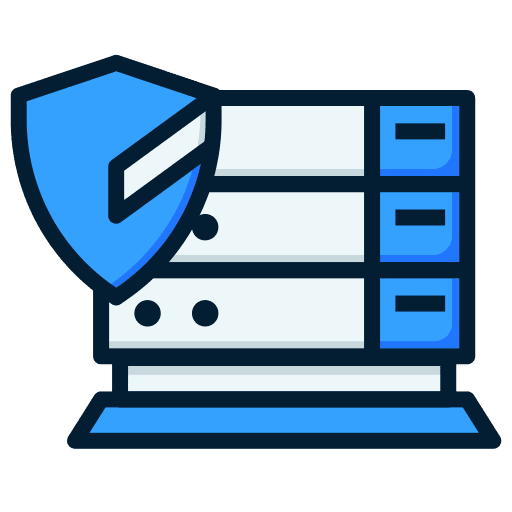 Server safety protection shield icon Server safety protection shield icon