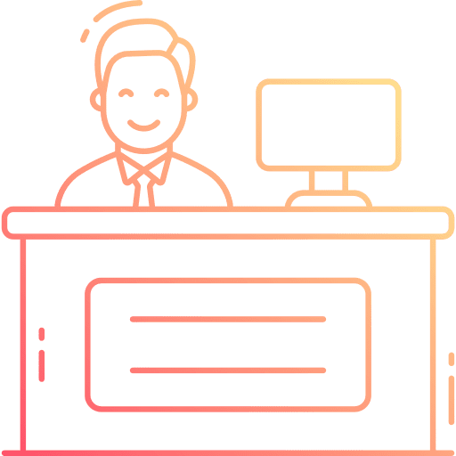 Receptionist hotel service assistant reception desk icon