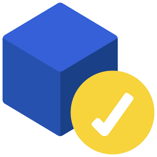 Confirmation blockchain bitcoin checkmark icon