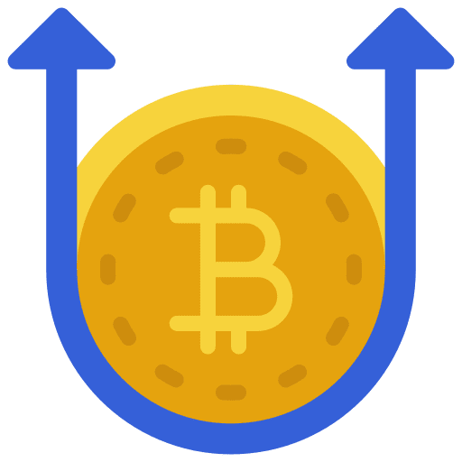 Bitcoin up cloud computing business coin icon