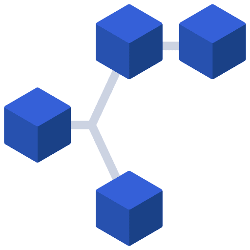 Blockchain multi channel network business and finance icon