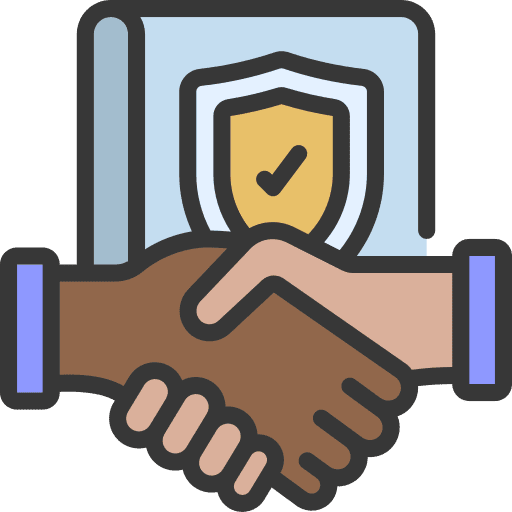 Insurance policy document handshake security icon