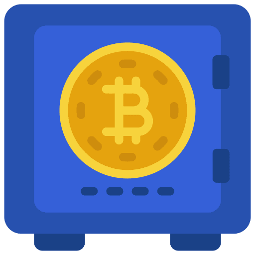 Safe box cryptocurrency bitcoin encryption security icon