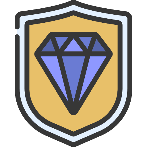 Diamond wealth gem shield icon