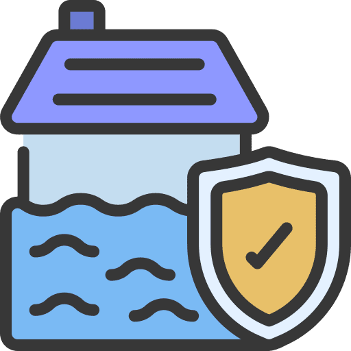 Flooded house safety nature insurance icon