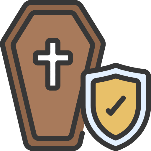 Life insurance coffin death security icon