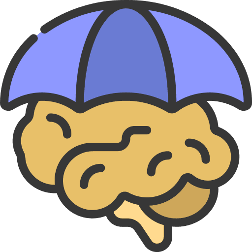 Mental care thinking umbrella insurance icon