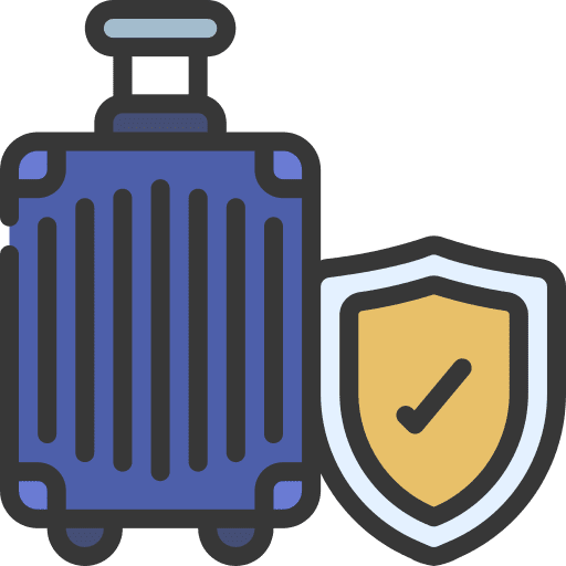 Travel insurance travelling security luggage icon