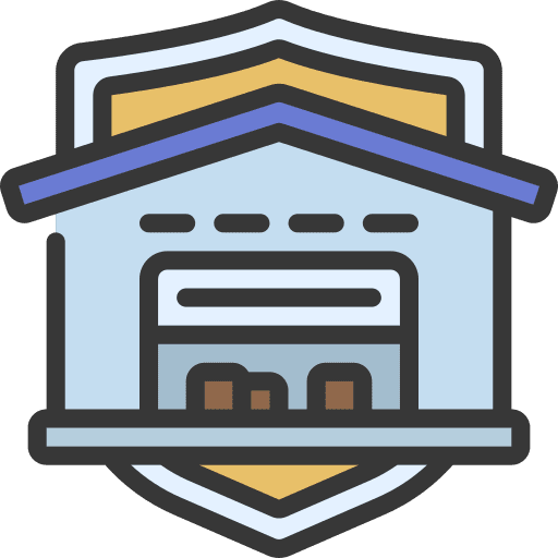 Delivery insurance factory storage shield icon
