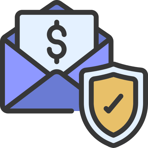 Secure payment protection compensation paycheck icon