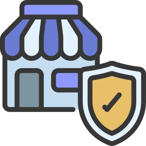 Shop shield protection security icon