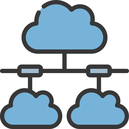 Cloud network seo and web cloud network data icon