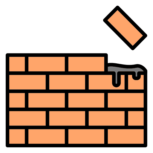 Brick wall construction site stone icon