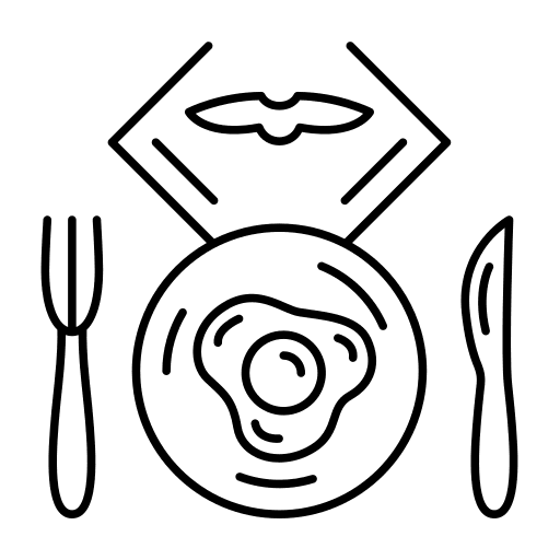 Breakfast travel food and restaurant breakfast icon