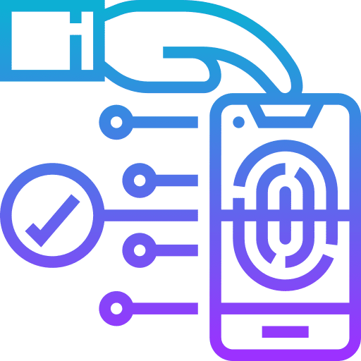 Fingerprint scan mobile phone security lock icon