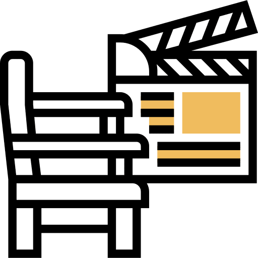 Director chair cinema director chair clapboard icon