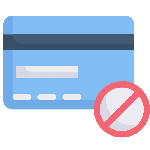 No credit card payment no credit card not allowed icon