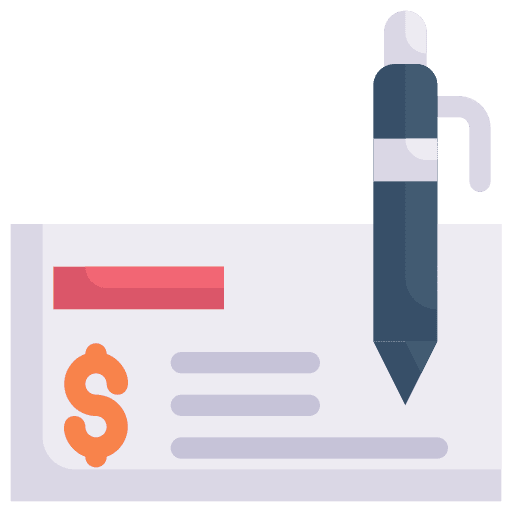 Cheque pen business and finance money icon Cheque pen business and finance money icon