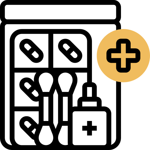 Aid kit camping hospital accident icon