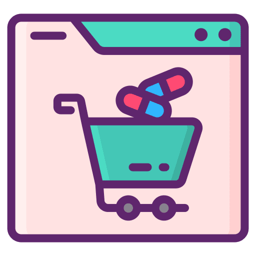 Online pharmacy commerce and shopping pharmacy shopping store icon