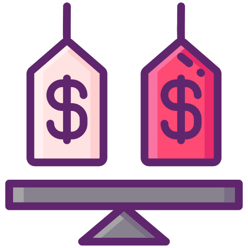 Comparing price label shopping store price icon Comparing price label shopping store price icon