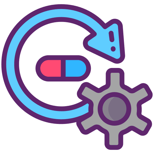 Refilling medicament healthcare and medical automation icon Refilling medicament healthcare and medical automation icon
