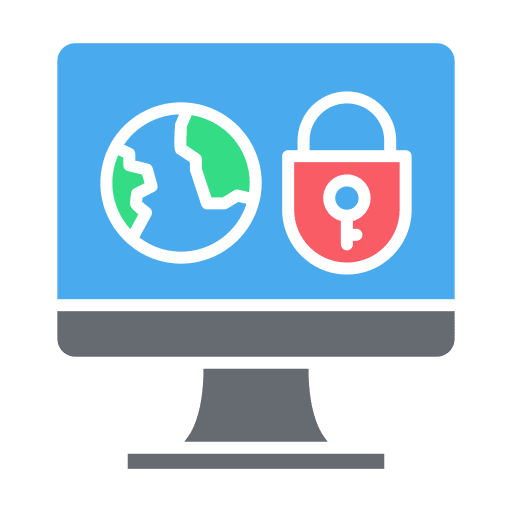 Internet security protection desktop computer locked icon