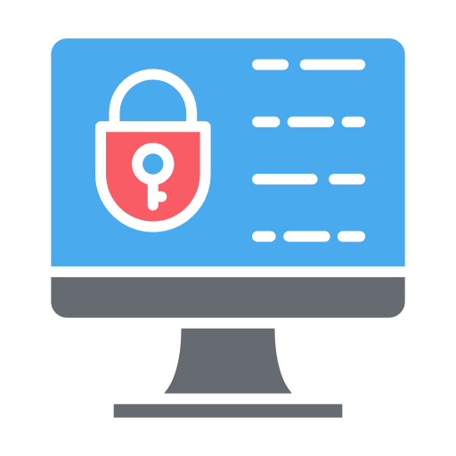 Desktop computer padlock protection closed icon Desktop computer padlock protection closed icon