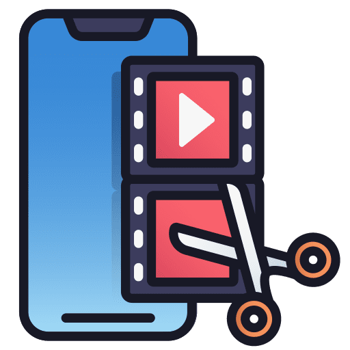Edit video film editor video edition mobile phone icon