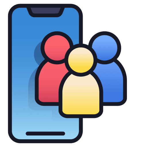 Group mobile phone user smartphone icon Group mobile phone user smartphone icon