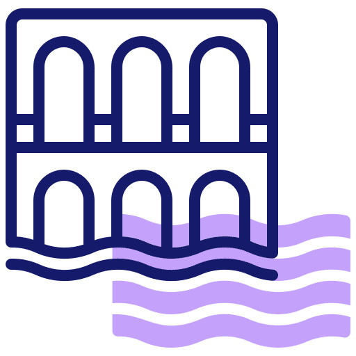 Bridge building architecture river icon