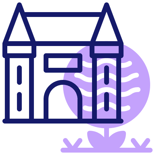 Castle building architecture and city castle icon