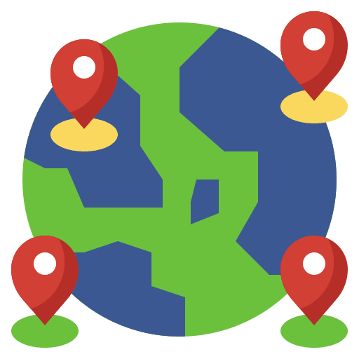 Earth maps and location maps and flags worldwide icon
