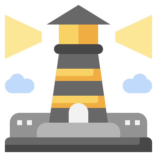 Lighthouse architecture and city coastal lighthouse icon