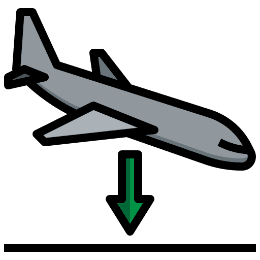 Airplane arriving airplane arriving transport landing icon
